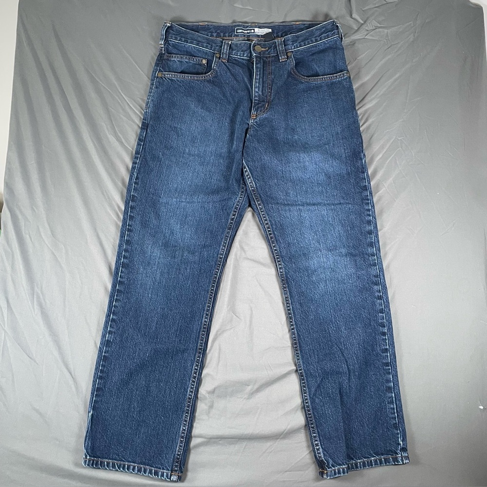 Carhartt Jeans Mens Size 32x30 Relaxed Fit Navy Blue Denim Workwear